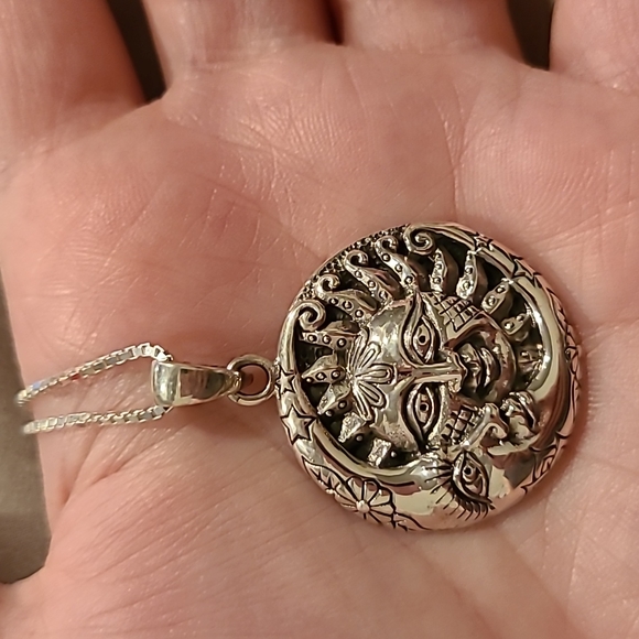Girl Smiles Jewelry - Sun and moon sterling silver necklace